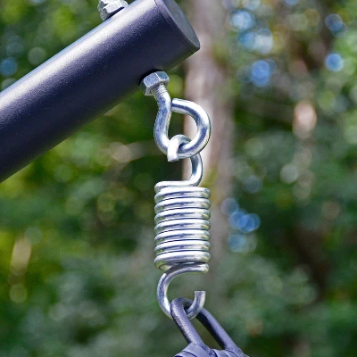 Cushioned Rattan Wicker Hanging Chair With Stand - Blue - Algoma - Image 6