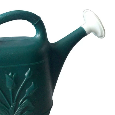 Union Products 63065 Indoor Outdoor 2 Gallon Plant Watering Can W/ Tulip Design & 2 Handles For Garden, Potted Plants, And Patio Pots, Green (2 Pack) - Image 4