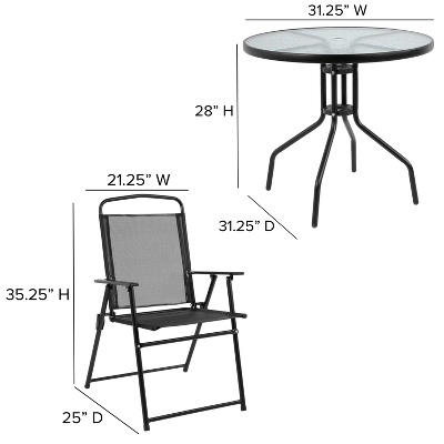 Flash Furniture Nantucket 6 Piece Patio Garden Set With Table, Umbrella And 4 Folding Chairs - Image 9