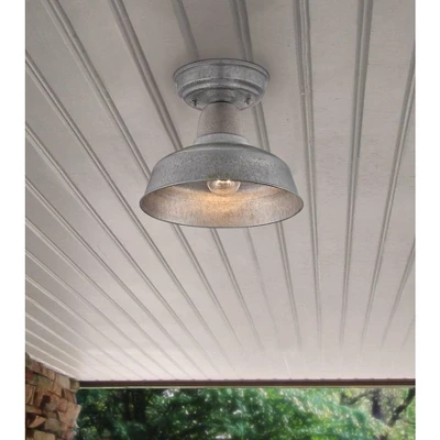 John Timberland Urban Barn Rustic Industrial Farmhouse Semi Flush Mount Outdoor Ceiling Light Galvanized Metal 8 3/4" For Post Exterior Barn Deck Yard - Image 6