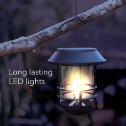 Dartwood Solar Wall Lanterns - Outdoor Mounted Wall Lanterns For Your Yard, Patio, Or Walkway (2 Pack, Black)