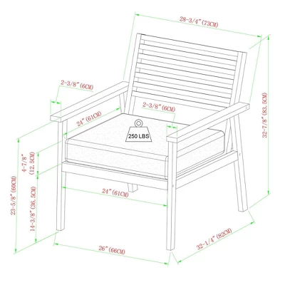 Saracina Home Mid-Century Modern Slatted Outdoor Acacia Arm Chair - Image 5