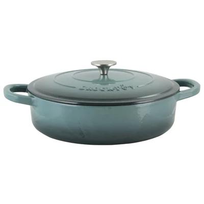 Crock-Pot Crock Pot Artisan Enameled 5 Quart Cast Iron Round Braiser Pan With Self Basting Lid In Slate Grey - Image 3