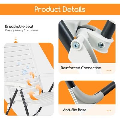 Costway Patio PP Folding Chair Adjustable Reclining 7-Level All-Weather Portable Outdoor - Image 8