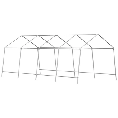 Outsunny 19.7' X 9.8' X 7.9' Outdoor Walk-in Greenhouse, Hot House With Mesh Windows, Bottom Vent, Zippered Door, PE Cover, Steel Frame, White - Image 5
