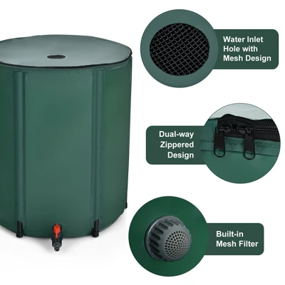 Costway 60 Gallon Portable Rain Barrel Collapsible Tank Water Collector Spigot Filter - Image 7