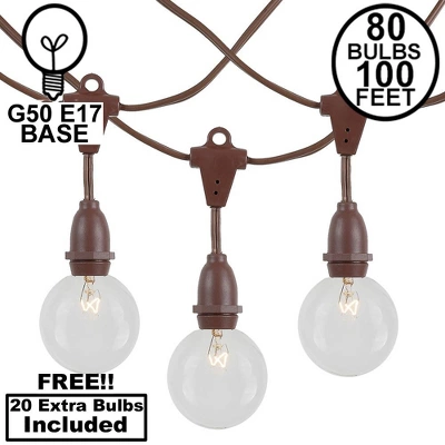 Novelty Lights Globe Outdoor String Lights With 100 Suspended Sockets Suspended Brown Wire 100 Feet - Image 9
