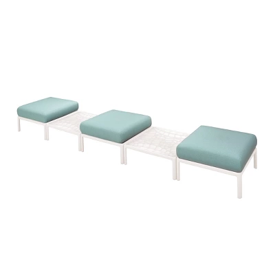 Laurel Outdoor Ottoman With Cushion - White/Seafoam - Lagoon - Image 2