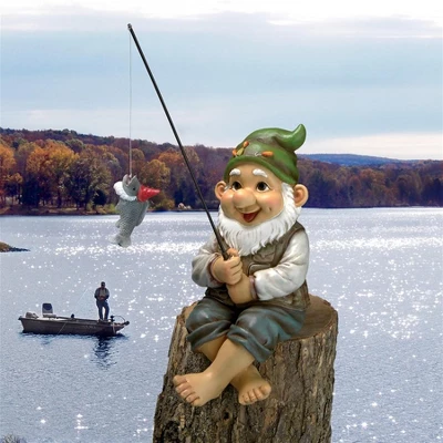 Design Toscano Ziggy, The Fishing Gnome Garden Sitter Statue - Multicolored - Image 2