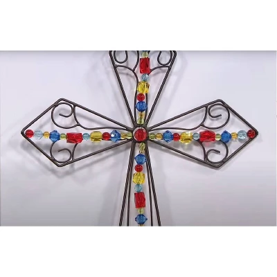 41" Metal Diamond Jeweled Cross Yard Stake - Ultimate Innovations - Image 2