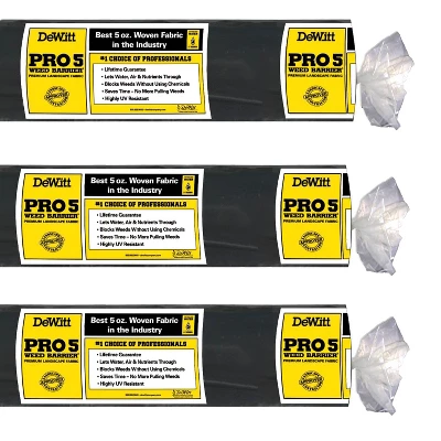 DeWitt Sunbelt 6' Wide Weed Barrier Landscape Fabric Ground Cover, 300' (3 Pack)