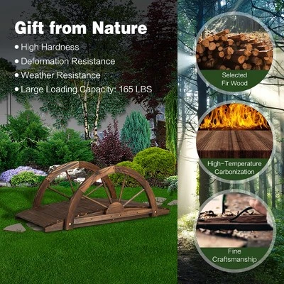 Costway 3.3FT Garden Bridge Classic Arc Wooden Bridge Decorative Garden Landscape - Image 8