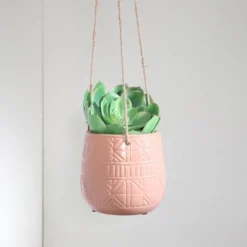 6" Abstract Ceramic Hanging Planter Rose - Sagebrook Home