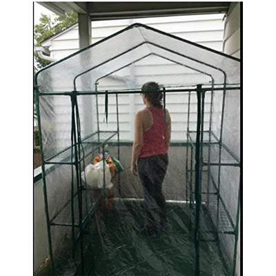 Nature Spring Walk-In PVC Greenhouse With 8 Shelves, Roll-Up Door And Steel Poles - Clear - Image 4