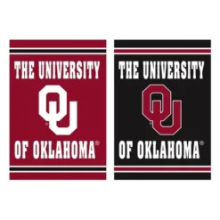 Evergreen Embossed Suede Flag, House Size, University Of Oklahoma