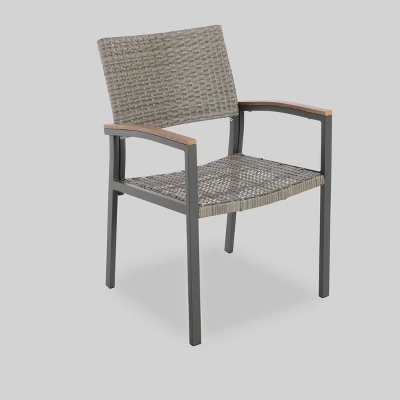 Luton 2pk Wicker & Aluminum Patio Dining Chair - Gray - Christopher Knight Home - Image 2