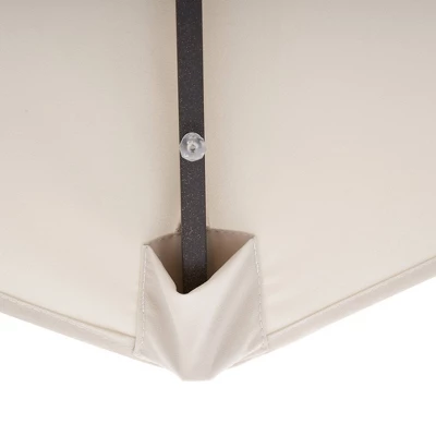 9' X 9' Solar LED Patio Umbrella With Tilt Adjustment And Crank Lift Beige - Wellfor - Image 2