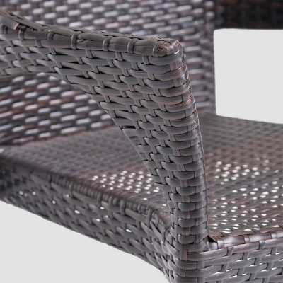 Espanola 9pc Wood And Wicker Dining Set Dark Brown/Multibrown - Christopher Knight Home - Image 3