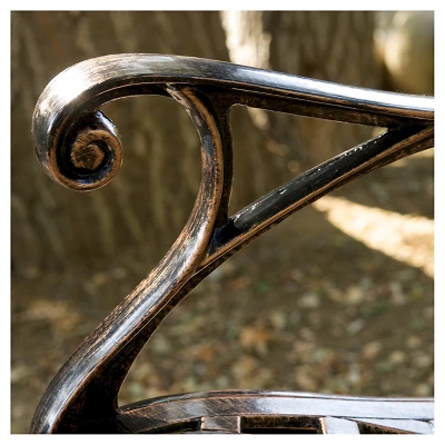 Hamilton Cast Aluminum Patio Bench- Copper - Christopher Knight Home - Image 2