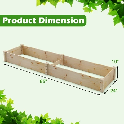 Costway Wooden Raised Garden Bed Outdoor Wood Planter Box For Vegetables Flowers Fruit - Image 2