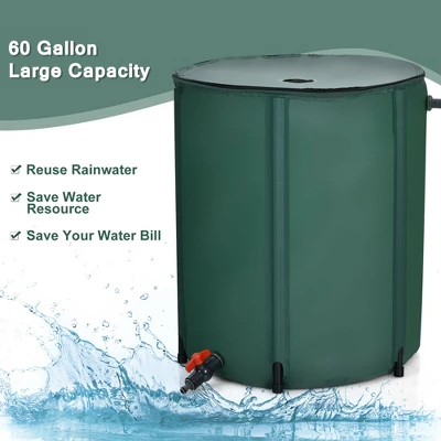 Costway 60 Gallon Portable Rain Barrel Collapsible Tank Water Collector Spigot Filter - Image 4
