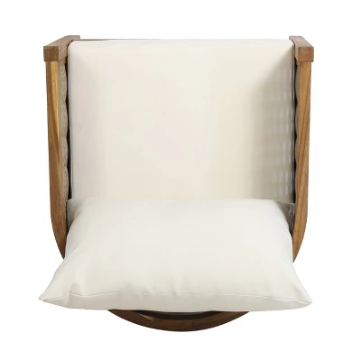 Burchett 2pk Outdoor Acacia Wood Club Chairs With Cushions - Teak/Brown/Beige - Christopher Knight Home - Image 5