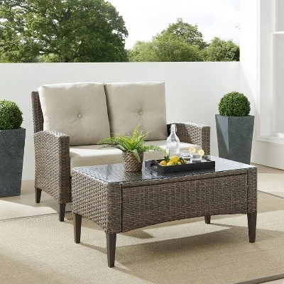 Rockport 2pc Outdoor Wicker Loveseat Seating Set - Crosley - Image 10