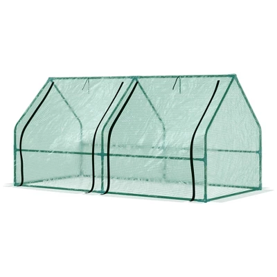 Outsunny 6' X 3' X 3' Mini Greenhouse Portable Hot House With Large Zipper Doors & Water/UV PE Cover For Outdoor And Garden, Green - Image 3