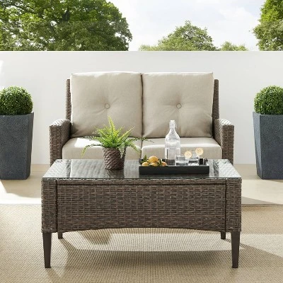 Rockport 2pc Outdoor Wicker Loveseat Seating Set - Crosley - Image 11