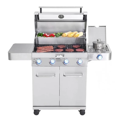 4-Burner Propane Stainless Steel Gas Grill With ClearView Lid Model 41847NG - Monument Grills - Image 4