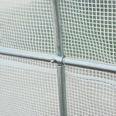 Outsunny 15' X 7' X 7' Walk-In Tunnel Greenhouse, Large Garden Hot House Kit With 6 Roll-up Windows & Roll Up Door, Steel Frame, White - Image 4