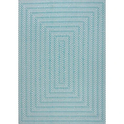 Chevron Modern Concentric Squares Indoor/Outdoor Area Rug - JONATHAN Y