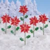 Collections Etc Poinsettia Spinner Metal Garden Stakes - Set Of 6 6.75 X 3 X 18.75