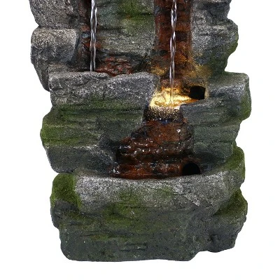 Sunnydaze Decor Sunnydaze Indoor Home Office Polyresin Towering Cave Waterfall Tabletop Water Fountain With LED Light - 14" - Image 4