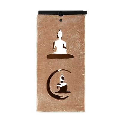 Techko Maid LED Solar 10.8" Portable Buddha Cut Out Decorative Outdoor Lantern Clear - Image 2