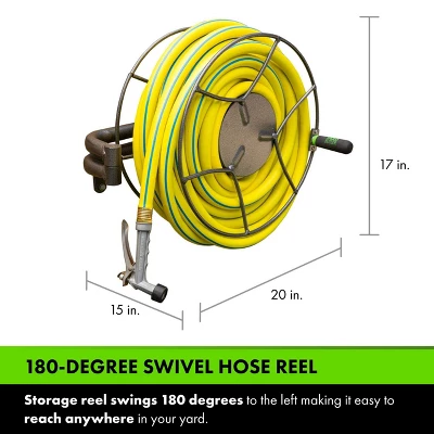 Yard Butler Swivel Hose Reel - Wall Mounted - Heavy Duty Metal Garden Hose Holder With 180 Degree Swivel - ISRWM-180 - Image 5