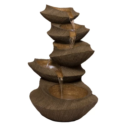 31" Cascading Outdoor Fountain With LED Lights Brown - Alpine Corporation - Image 2