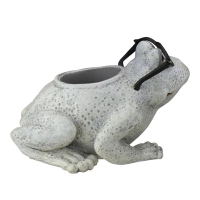 Roman 9.75" Frog Spring Outdoor Patio Garden Planter - Gray - Image 4