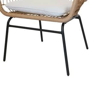 3pc Outdoor Wicker Chairs With Glass Top Table & Soft Cushions - Brown - WELLFOR - Image 4