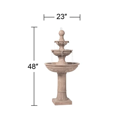 John Timberland Stafford Rustic 3 Tier Cascading Bubbler Outdoor Floor Water Fountain 48" For Yard Garden Patio Home Deck Porch House Exterior Balcony - Image 5