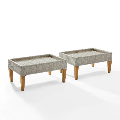 Capella 2pk Outdoor Wicker Ottomans - Gray - Crosley - Image 7