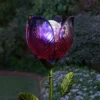 35.8" Metal And Glass Solar Flower Stake Purple - Exhart