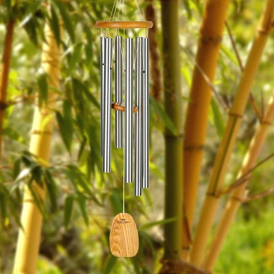 Woodstock Wind Chimes Signature Collection, Chimes Of Lun, 36'' Silver Wind Chime LWS