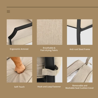 Costway 2 PCS Patio Loveseat With Coffee Table Outdoor Sofa Bench With Cushions - Image 7