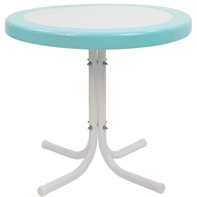 Northlight 22" Outdoor Retro Tulip Side Table, Blue And White - Image 3