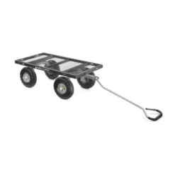 Gorilla Cart 800lbs. Heavy Duty Durable Steel Mesh Flatbed Garden Utility Wagon Cart - Black