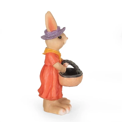Christopher Knight Home 14" Wide Rafter Concrete Outdoor Novelty Rabbit Planter Brown/Orange - Image 5