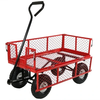 Sunnydaze Decor Sunnydaze Outdoor Lawn And Garden Heavy-Duty Durable Steel Mesh Utility Wagon Cart With Removable Sides - Image 6