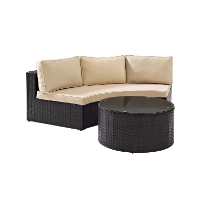 Catalina 2pc Outdoor Wicker Sectional Set - Sand - Crosley - Image 4