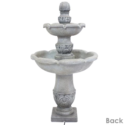 Sunnydaze Decor Sunnydaze 50"H Electric Fiberglass Reinforced Concrete 2-Tier French Garden Design Outdoor Water Fountain, Dusty Gray - Image 7